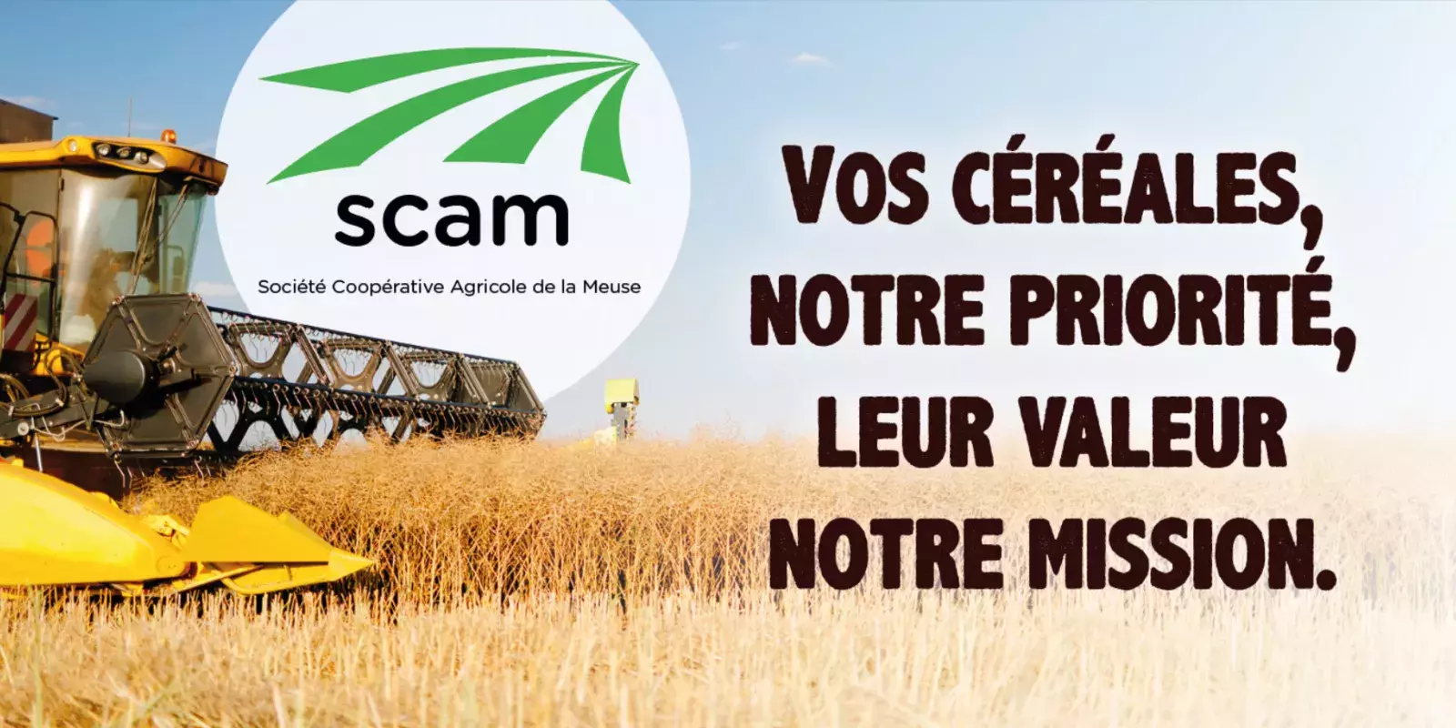 Affichage d'une bâche sur dépot pour la récolte des céréales durant la moisson